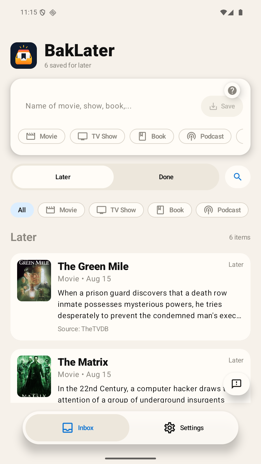 A mixed recommendation library in BakLater